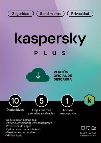 Kaspersky Plus Para 10 PCs por 1 Año